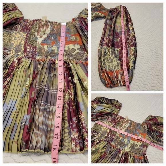 NWOT Anthro Letmebe Smocked Off the Shoulder Blouse Size US 6 Plum Burgundy - Picture 8 of 11